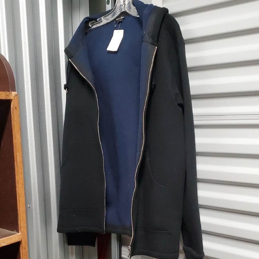 Men's Black and Blue Zipped Hoodie